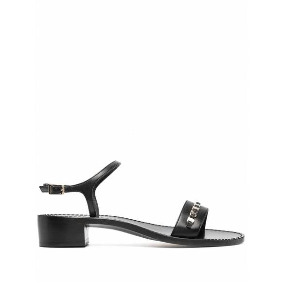 NEW SALVATORE FERRAGAMO women's tiny vara bow applique trim sandals in black